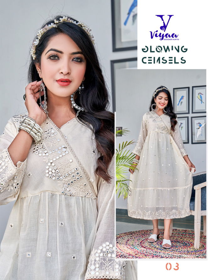 Milky Mul Mul By Viyaa Cotton Designer Anarkali Kurtis Catalog